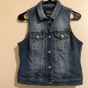 SILVER JEANS CO Womens DISTRESSED Jean Denim VEST - Medium Wash Size Medium
